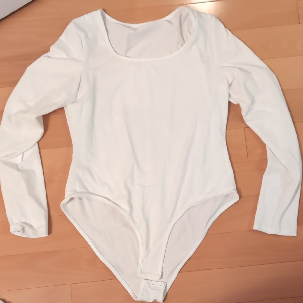 FREE White Long Sleeve Bodysuit One Piece